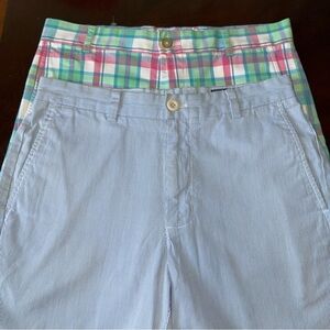 Lot Of 2 - Vineyard Vines/Southern Tide Shorts Preppy Plaid Stripe Sz 30 Coastal